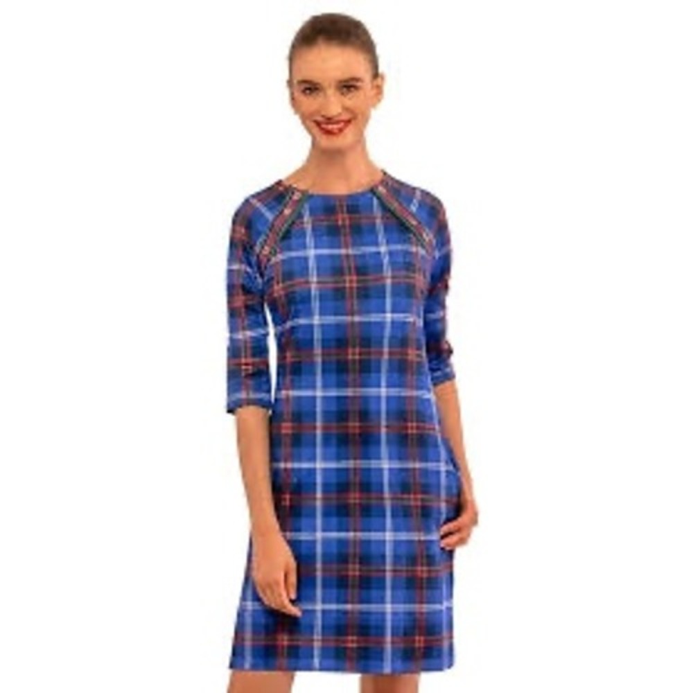 New Gretchen Scott Middleton Plaid Button Up Buttercup Dress Blue Size XL